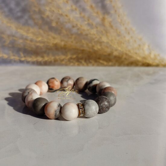 Rozā Zebras Jašma no matētām pērlēm