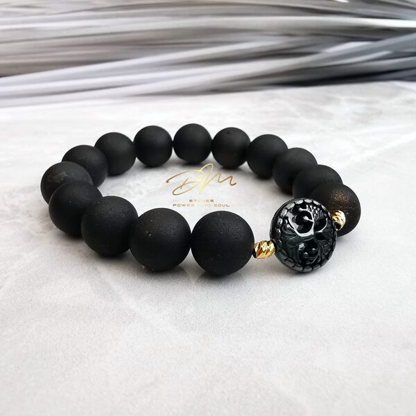 Drūzas (Žeodu) Ahāta aproce ar Hematīta Laimes Kociņu