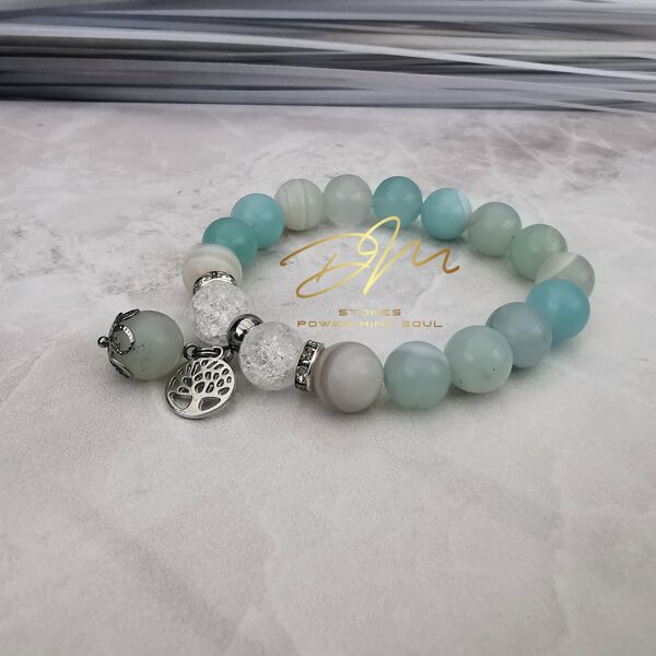 Svītrainā (gaiši zilā) Ahāta aproce ar piekariņu